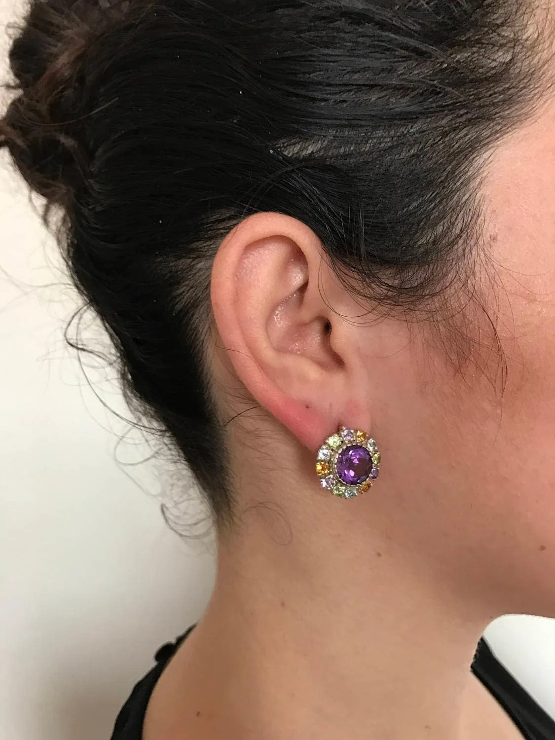 Statement Amethyst Earrings - Mothers Birthstone Earrings - Large Flower Earrings