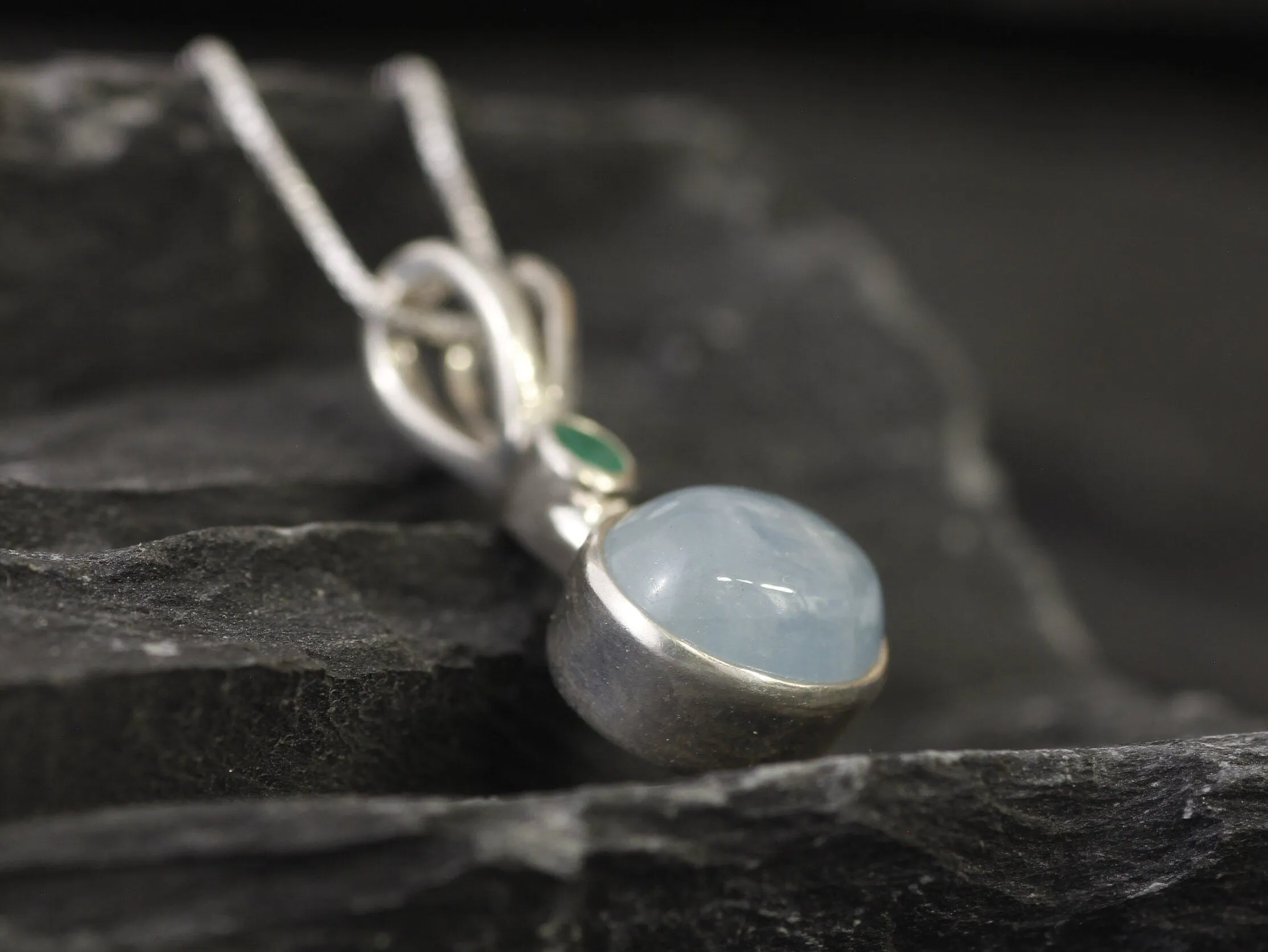 Statement Aquamarine Necklace - Two Stone Pendant - Real Aquamarine Necklace
