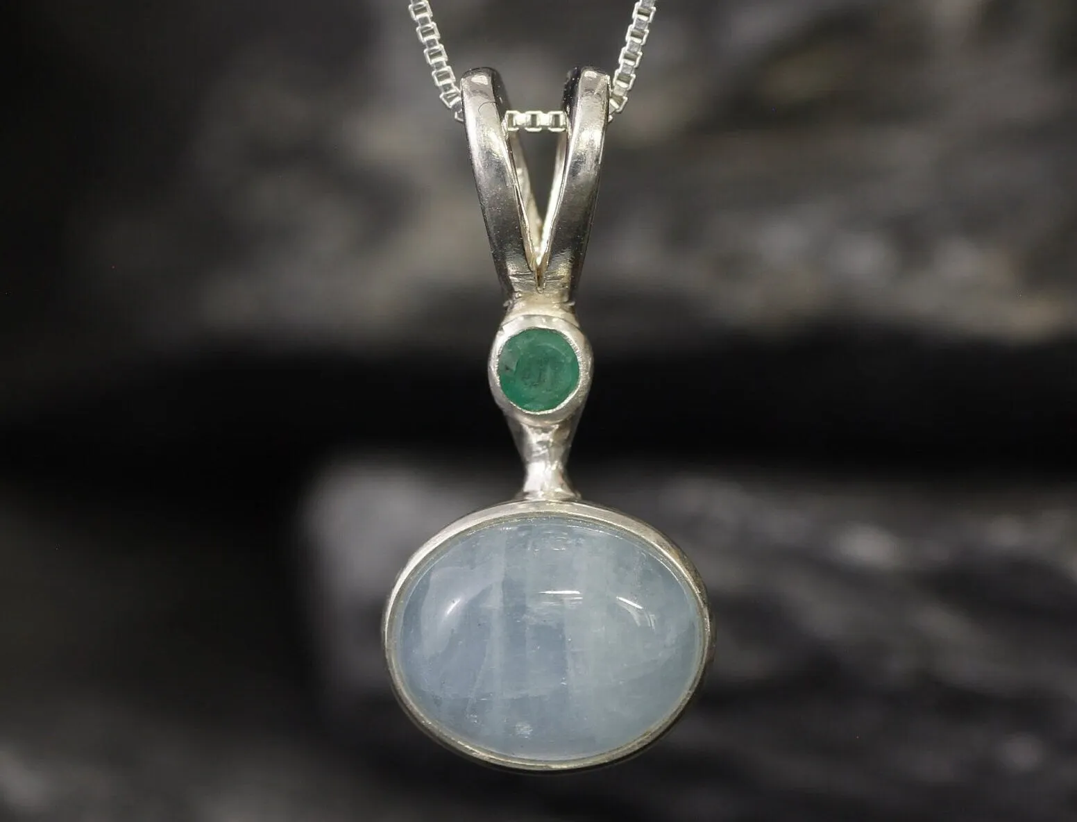 Statement Aquamarine Necklace - Two Stone Pendant - Real Aquamarine Necklace