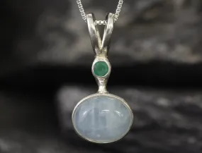 Statement Aquamarine Necklace - Two Stone Pendant - Real Aquamarine Necklace
