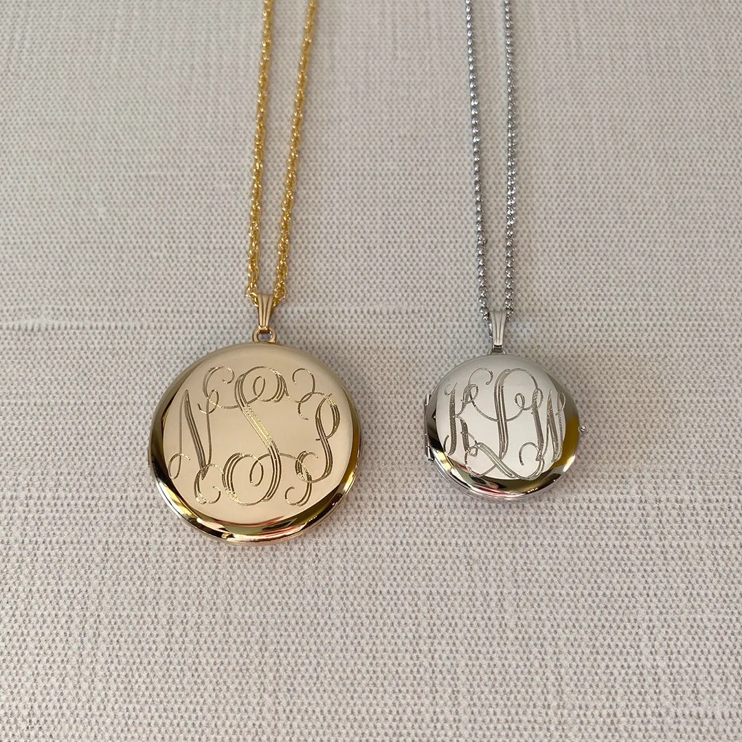 Sterling Silver 23mm Round 4 Photo Locket Necklace