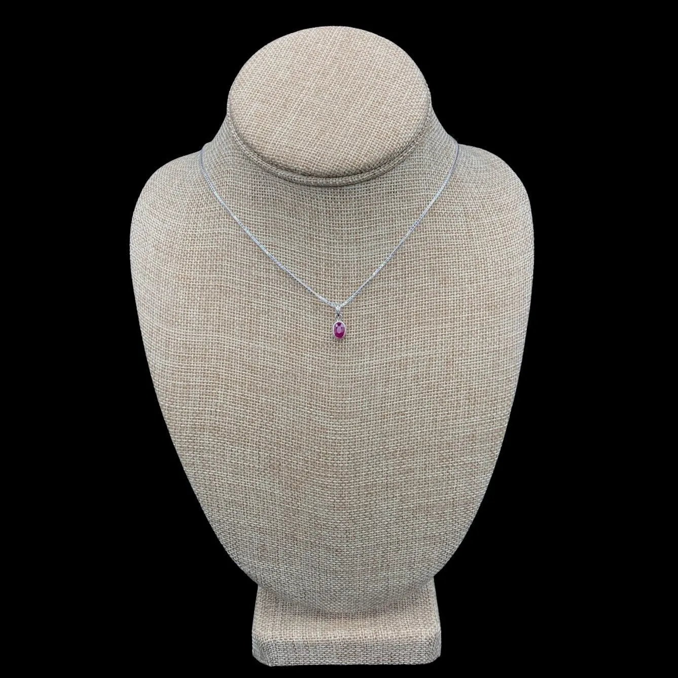 Sterling Silver And Ruby Gemstone Necklace