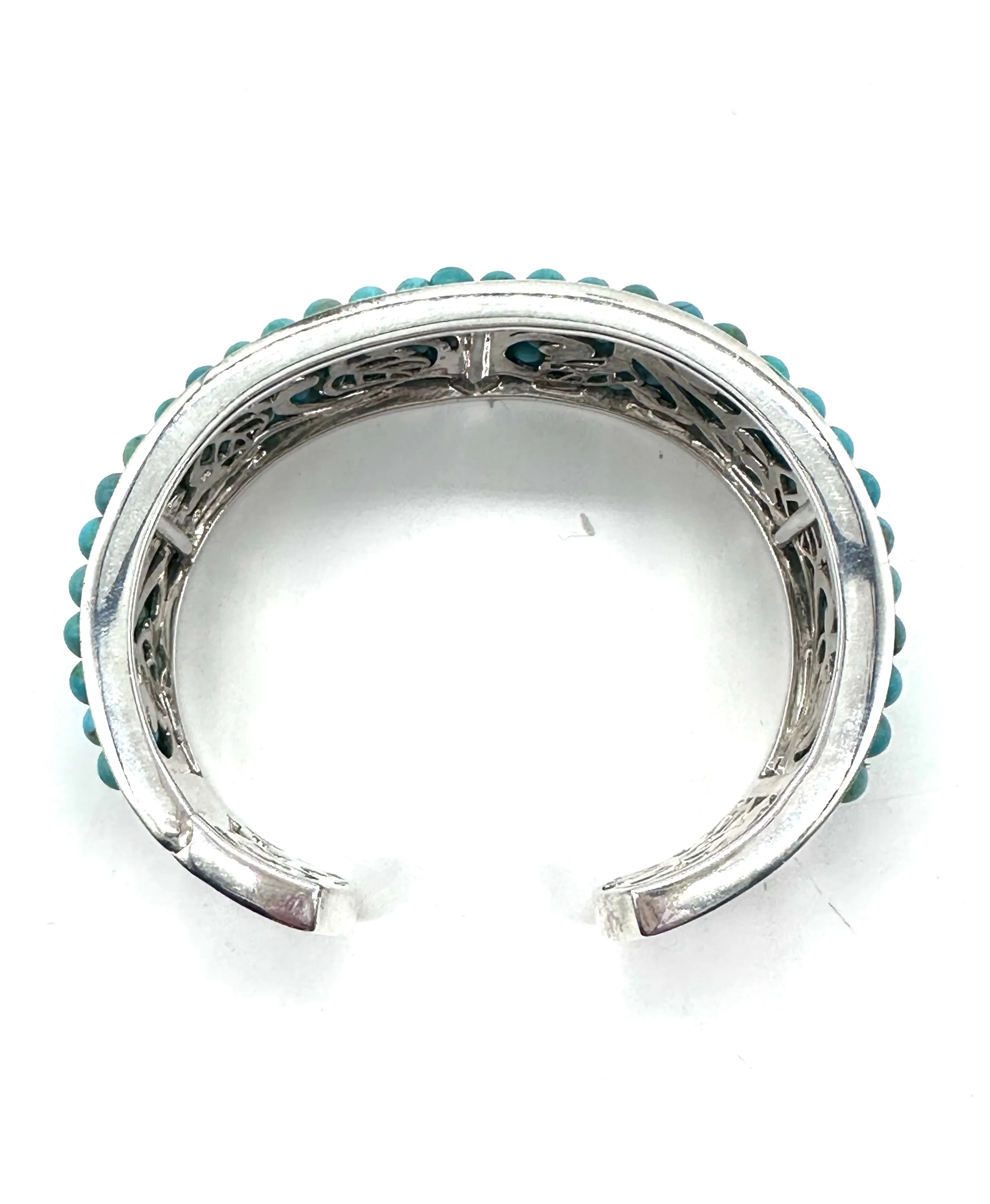 Sterling silver blue turquoise bead cuff bracelet
