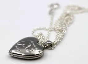 Sterling Silver Oval Love Engraved Pendant Locket   2 photos   Chain