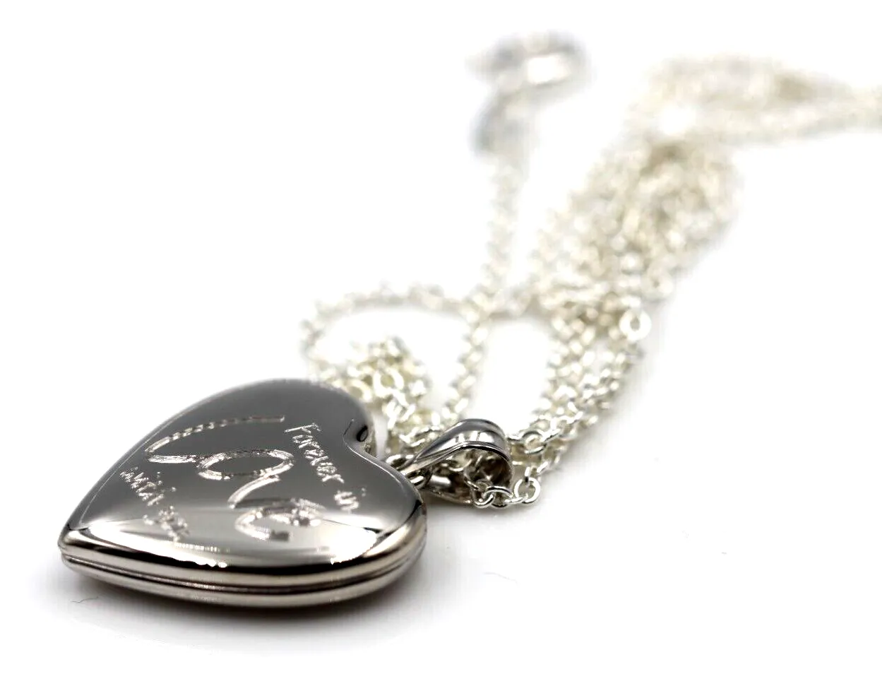 Sterling Silver Oval Love Engraved Pendant Locket   2 photos   Chain
