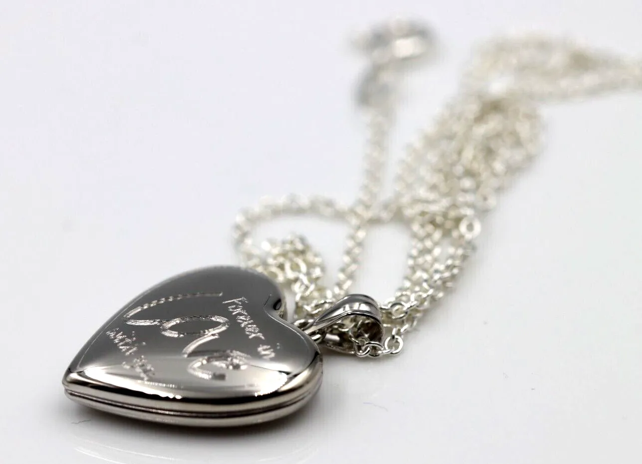 Sterling Silver Oval Love Engraved Pendant Locket   2 photos   Chain