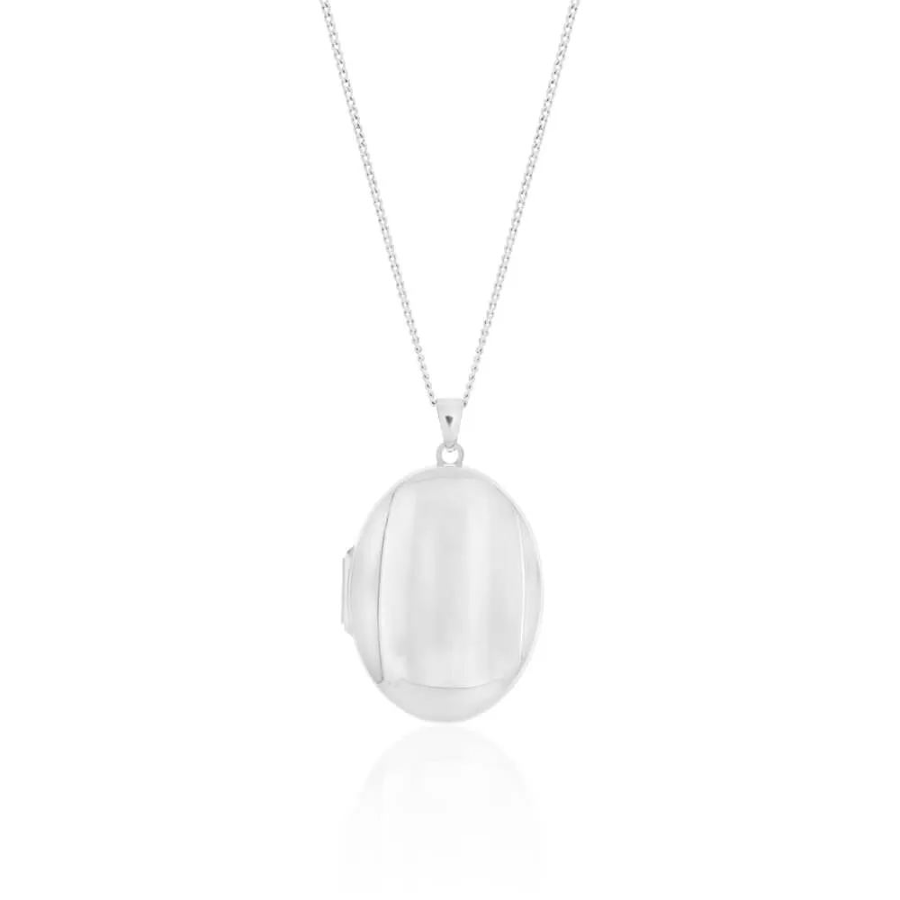 Sterling Silver Oval Plain Locket 31mm