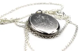 Sterling Silver Oval St Christopher Pendant Locket 2 photos   Necklace