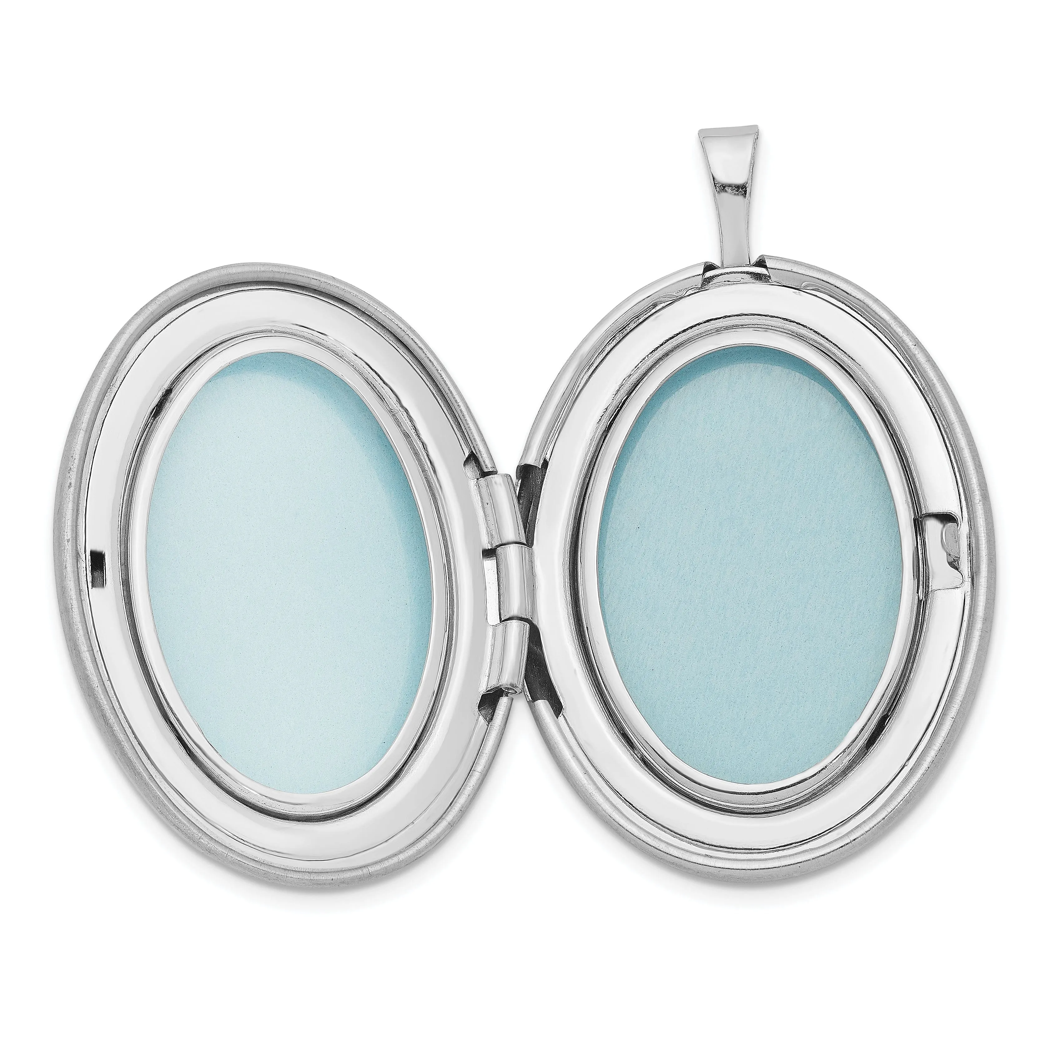 Sterling Silver RH 26mm Brushed/Polished Enameled Roses Mom Oval Locket
