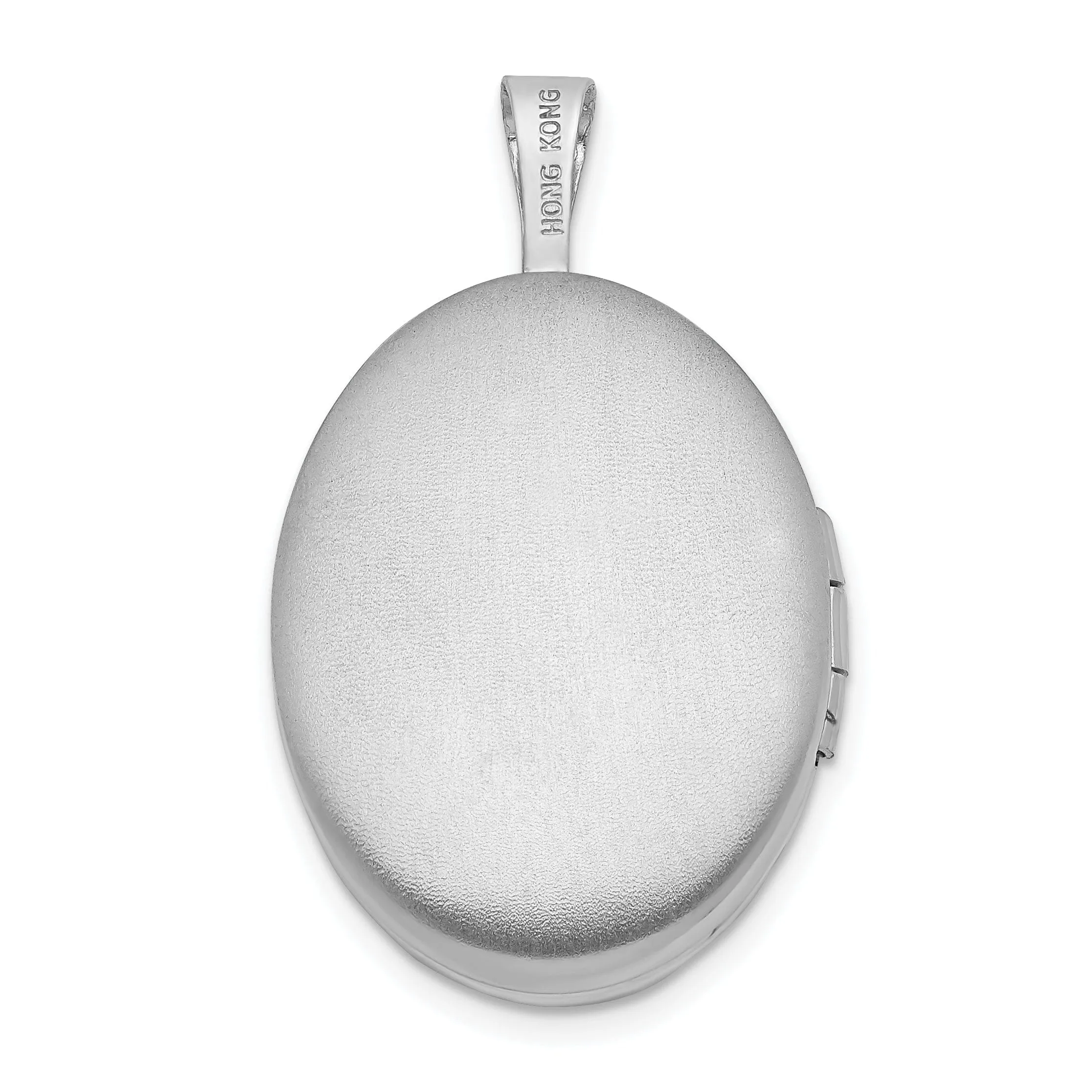 Sterling Silver Rhodium-plated Oval Satin and Polished Paw Prints Locket