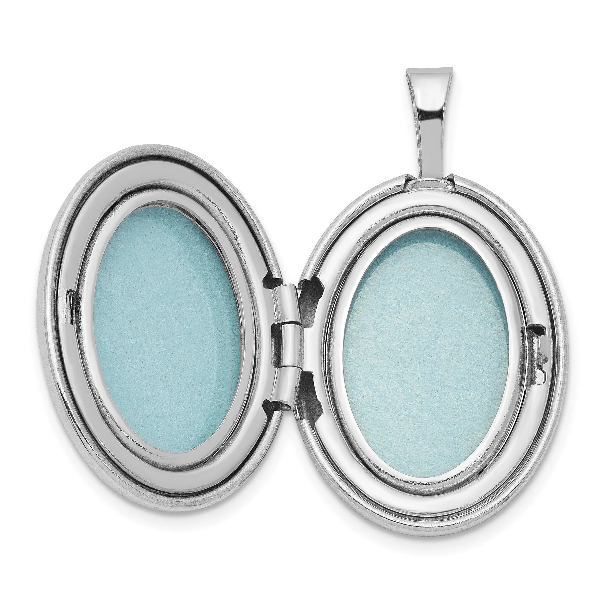 Sterling Silver Rhodium-plated Oval Satin and Polished Paw Prints Locket