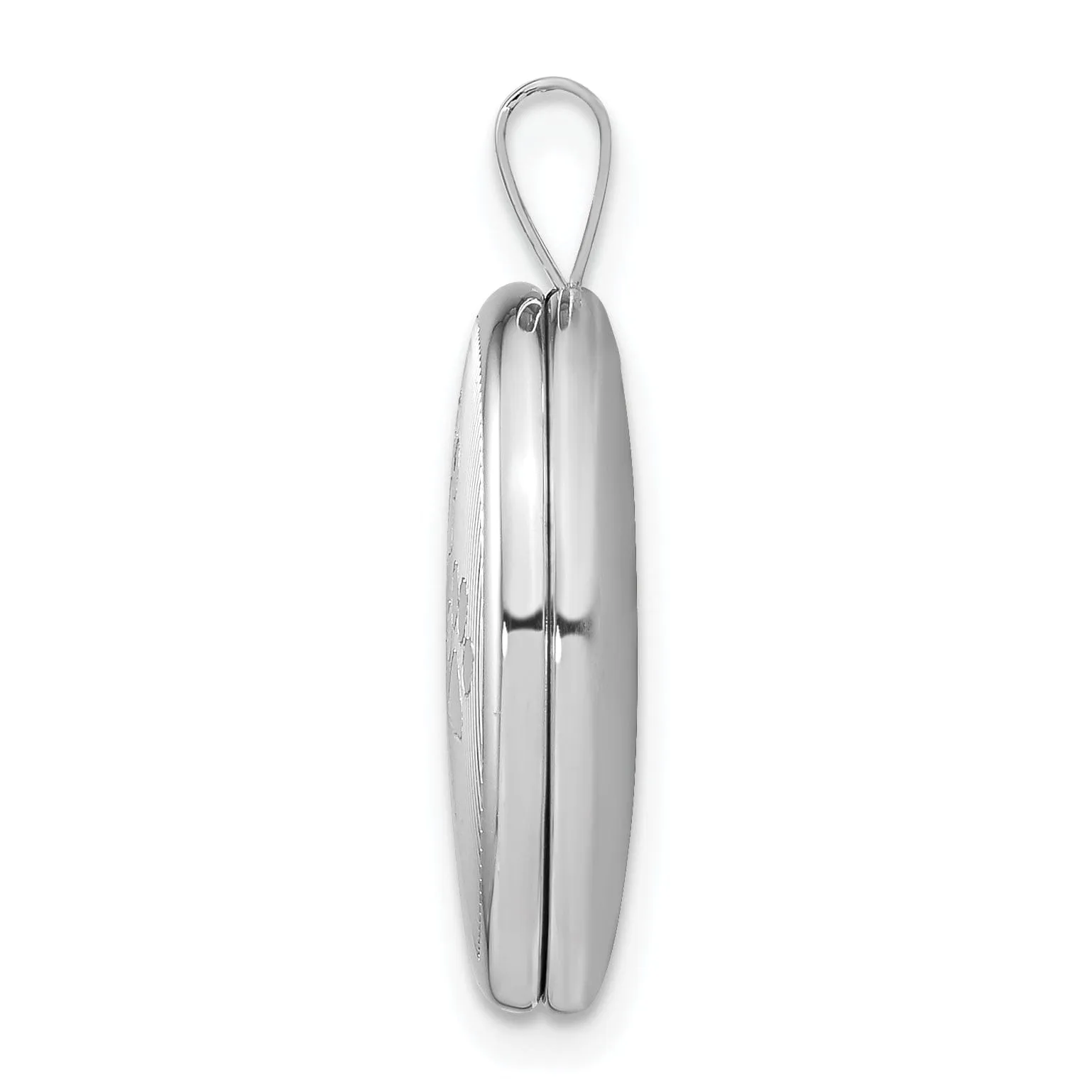 Sterling Silver Rhodium-plated Oval Satin and Polished Paw Prints Locket