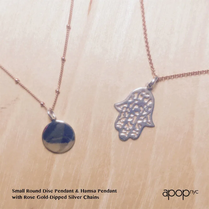 Sterling Silver Round Disc Charm Necklace