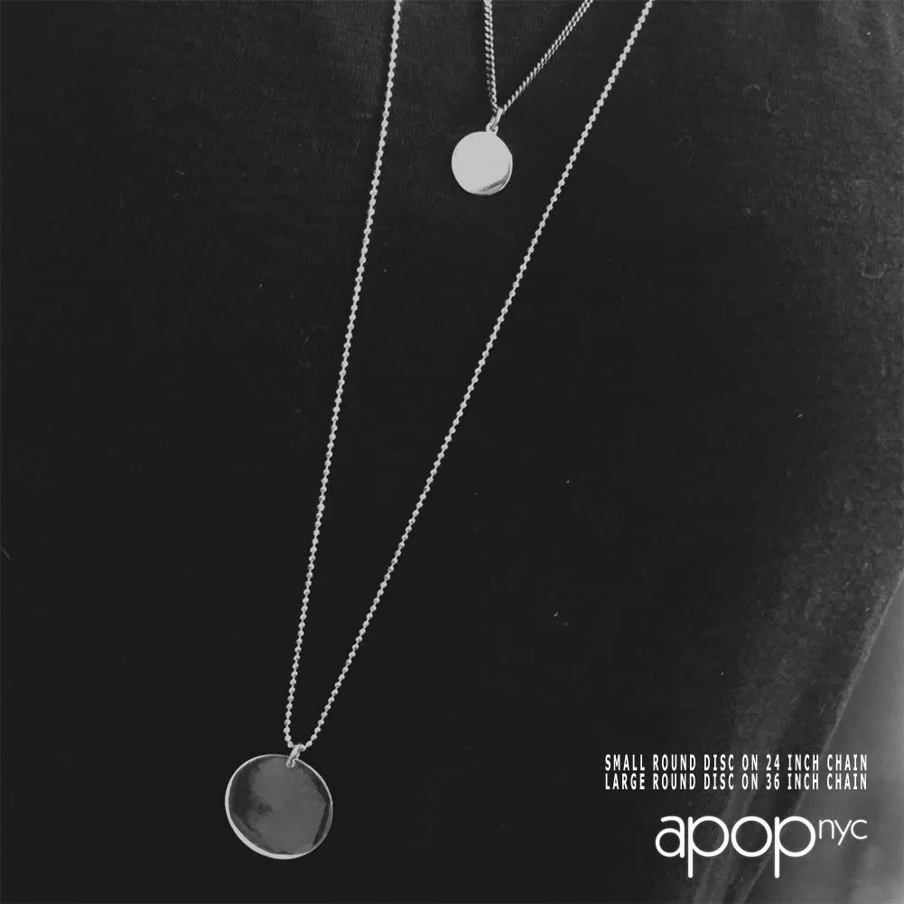 Sterling Silver Round Disc Charm Necklace