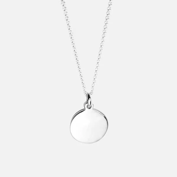 Sterling Silver Round Disc Charm Necklace