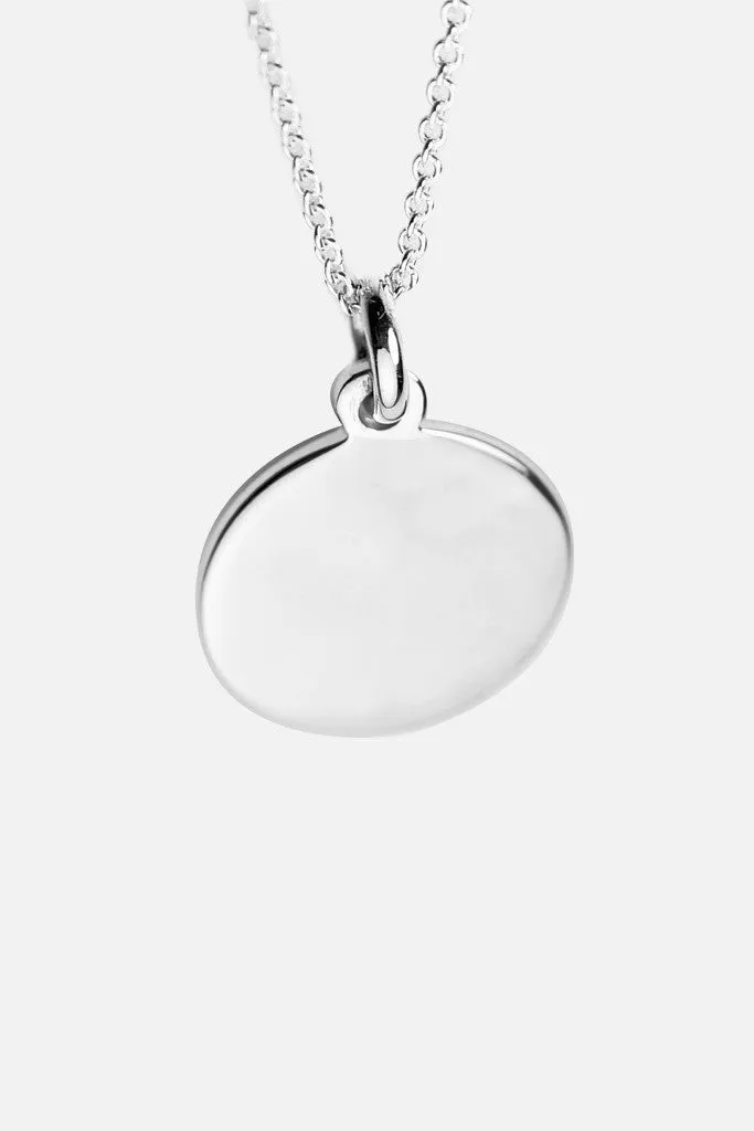 Sterling Silver Round Disc Charm Necklace