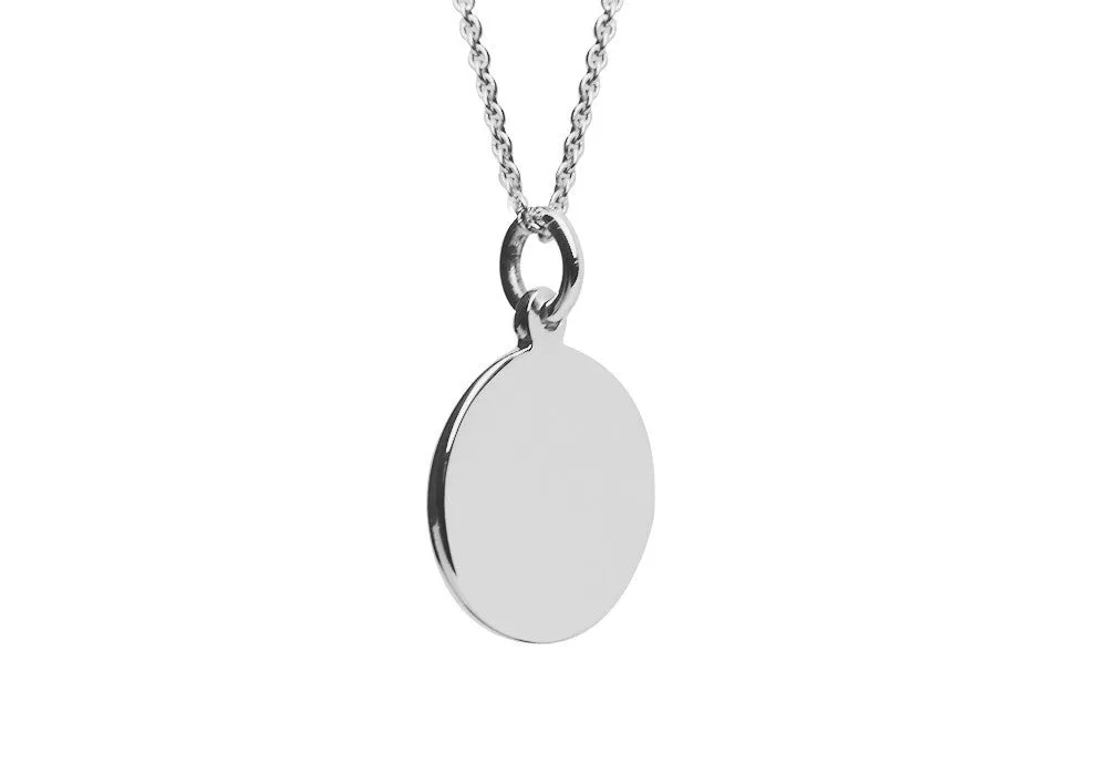 Sterling Silver Round Disc Charm Necklace