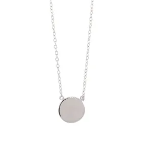 Sterling Silver Round Disc Pendant Necklace 16 inch