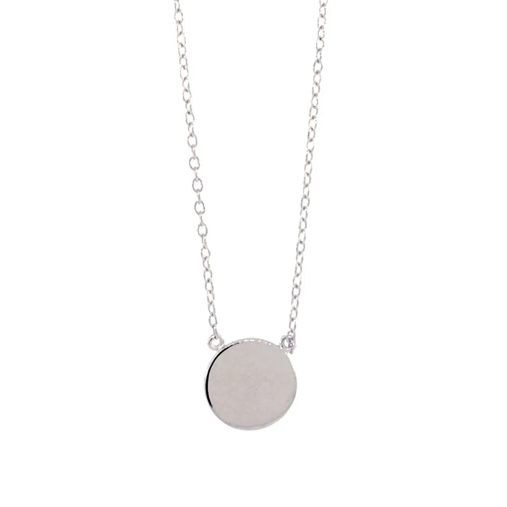 Sterling Silver Round Disc Pendant Necklace 16 inch