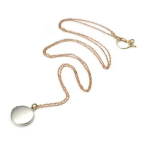 sterling silver small locket & rose gold necklace