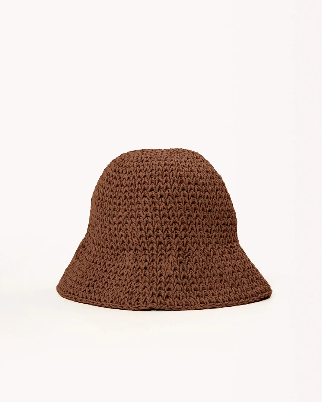 STRAW BUCKET HAT - BROWN RAFFIA