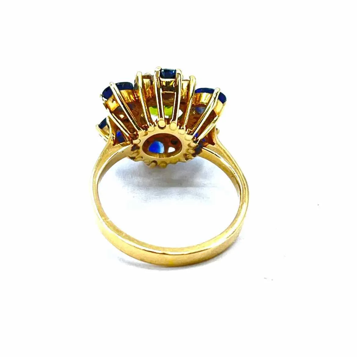 Stunning 10K Gold Multicolor Peridot Sapphire Diamond Cocktail Ring - Size 6