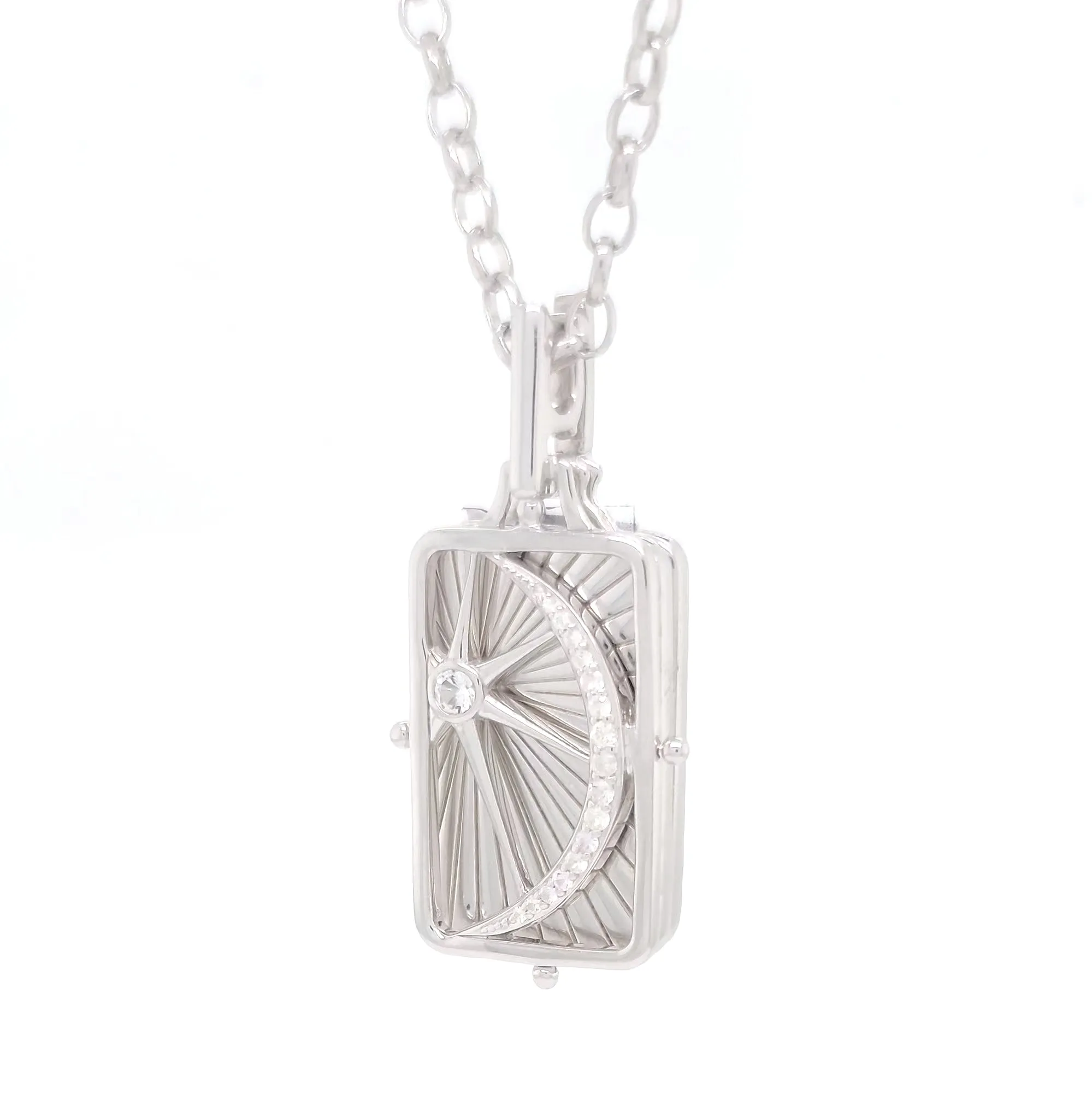Sun, Moon and Stars Sterling Silver Gate Locket