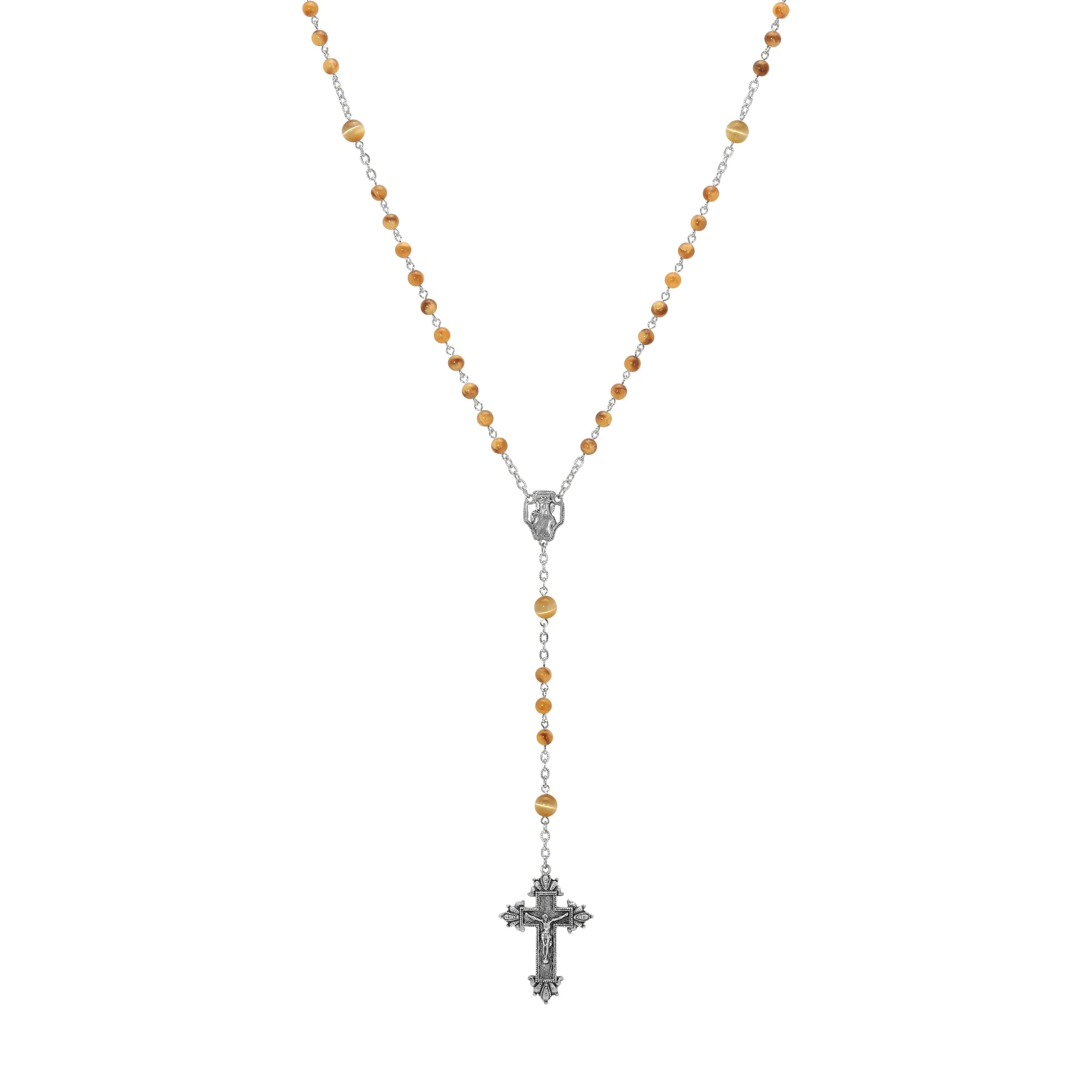 Symbols Of Faith Beaded Crucifix Rosary Necklace