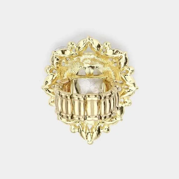 Teardrop Red Stone Centered Marquise Stretch Ring