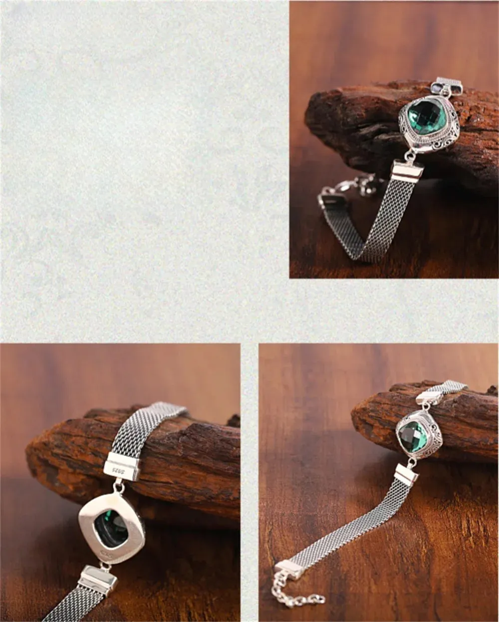 The Gate Keeper's S925 Sterling Silver Bracelet Amethyst Smoky Quartz Flat Woven-chain Jewellery