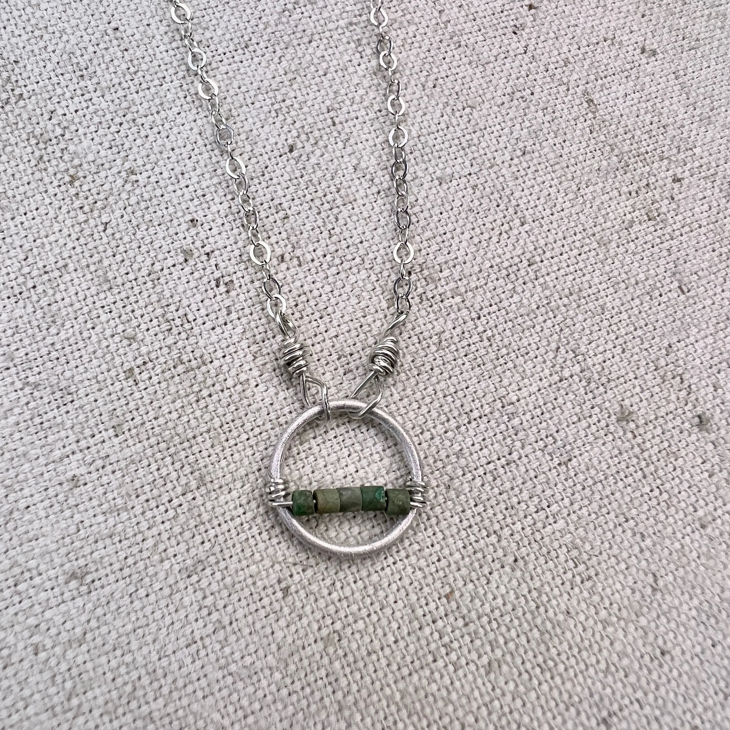 The line Necklace-in 3 shades of Turquoise