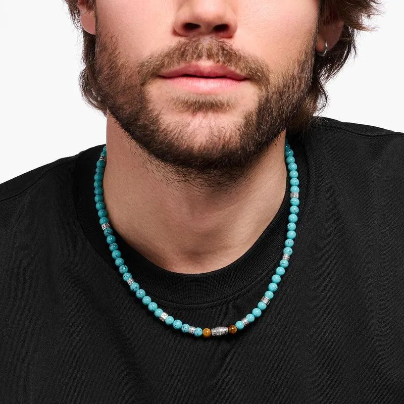 Thomas Sabo Necklace with Turquoise Beads and Tiger's Eye Beads - Silver