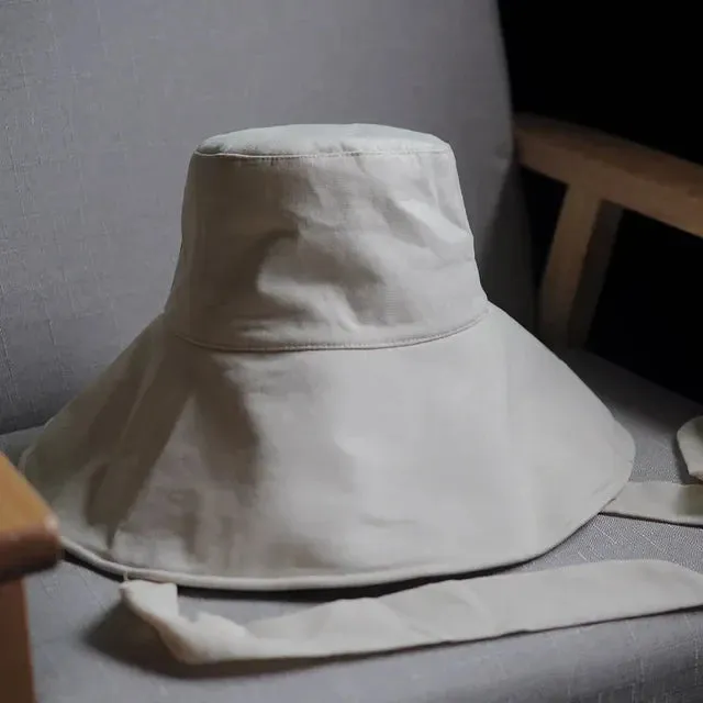Tie Bucket Hat Foldable UV Cotton Sun Hat