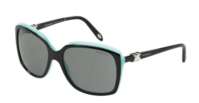 Tiffany & Co. Square Non-Polarized Sunglasses - Black/Tiffany Blue/Gray