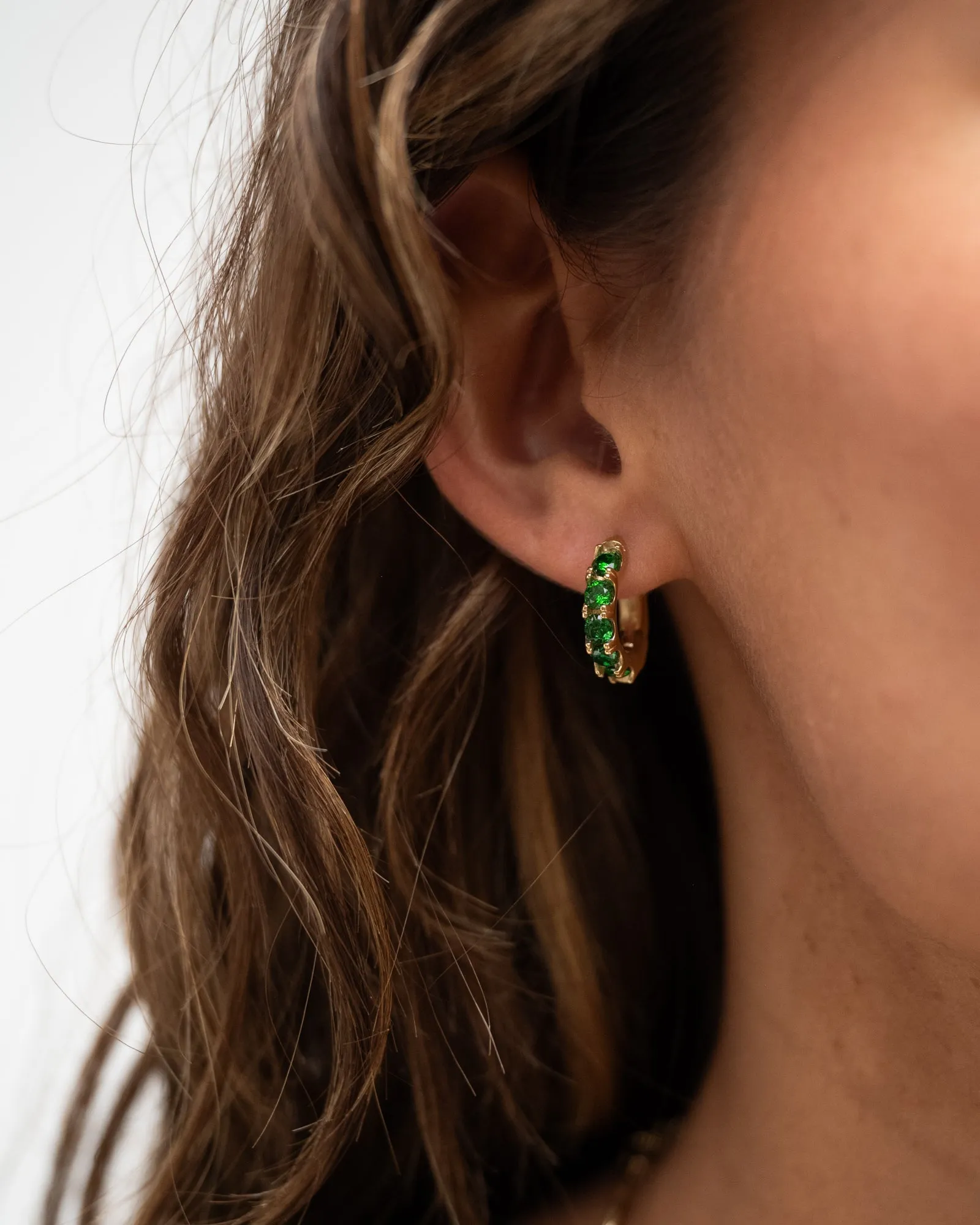 TILTIL Single Hoop Goldplated Jade Green