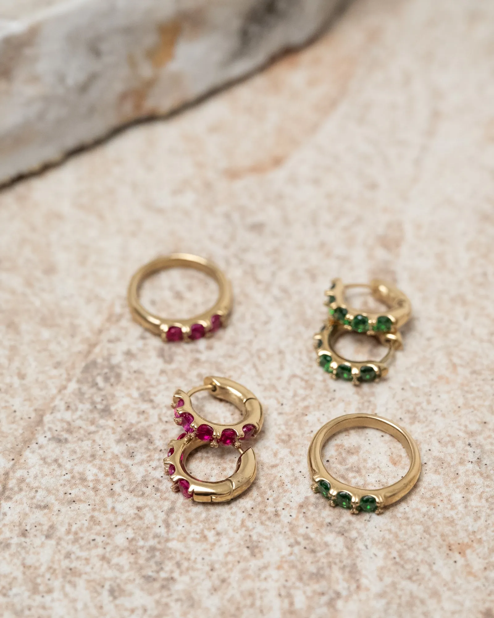 TILTIL Single Hoop Goldplated Jade Green