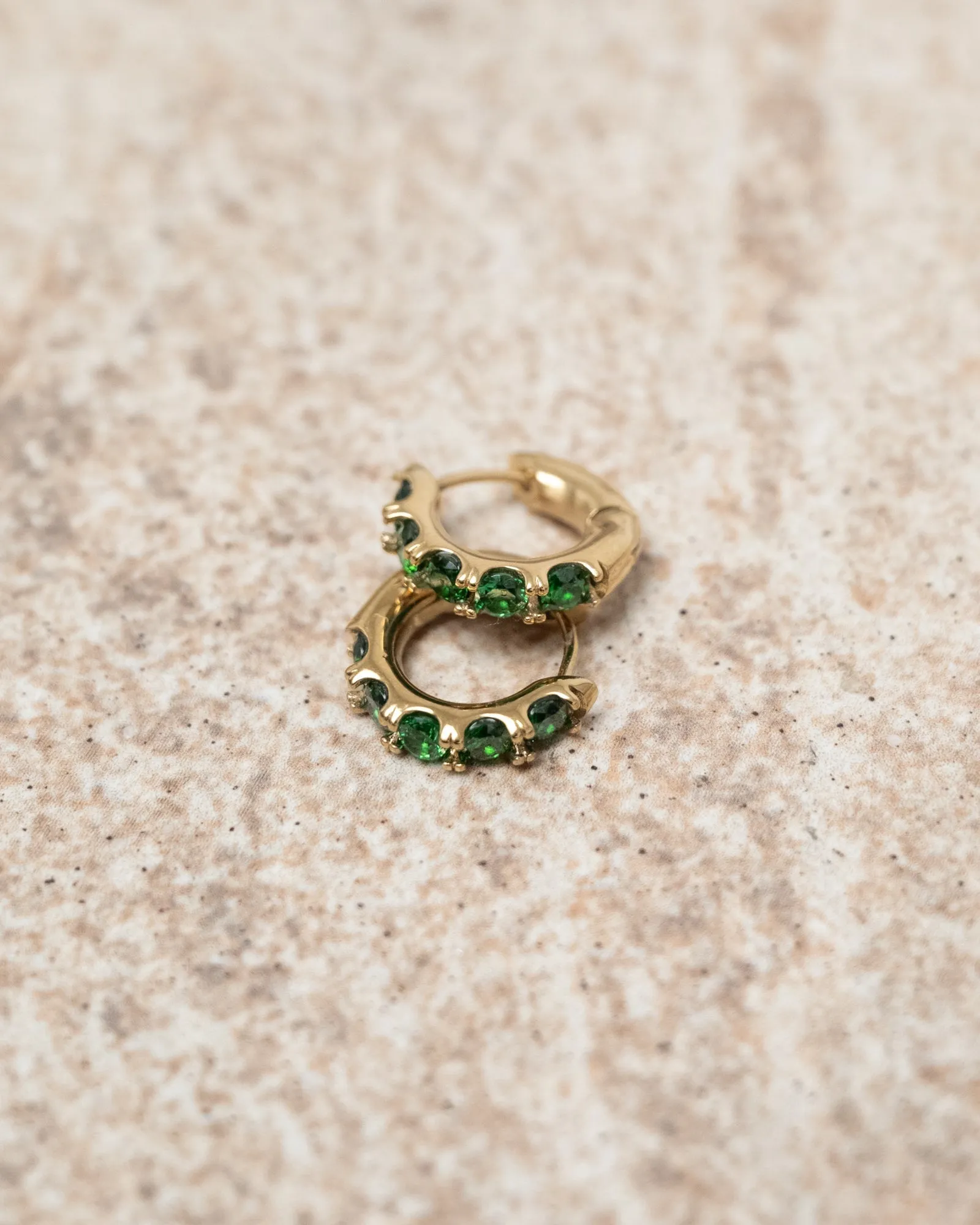 TILTIL Single Hoop Goldplated Jade Green