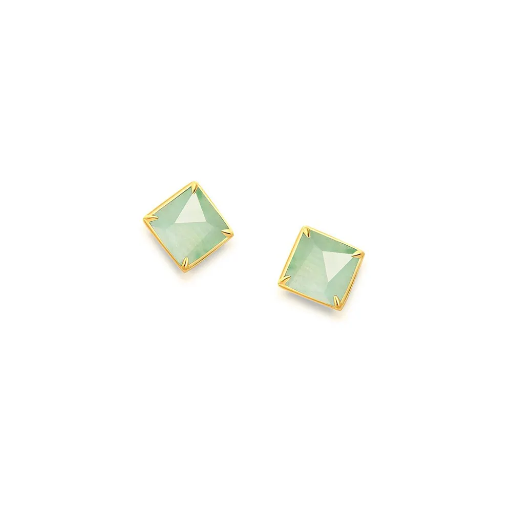 TRACEY CHEN | Earring | Square Jadeite Studs | Medium