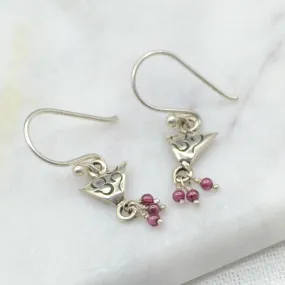 Triangle Om Silver Earrings