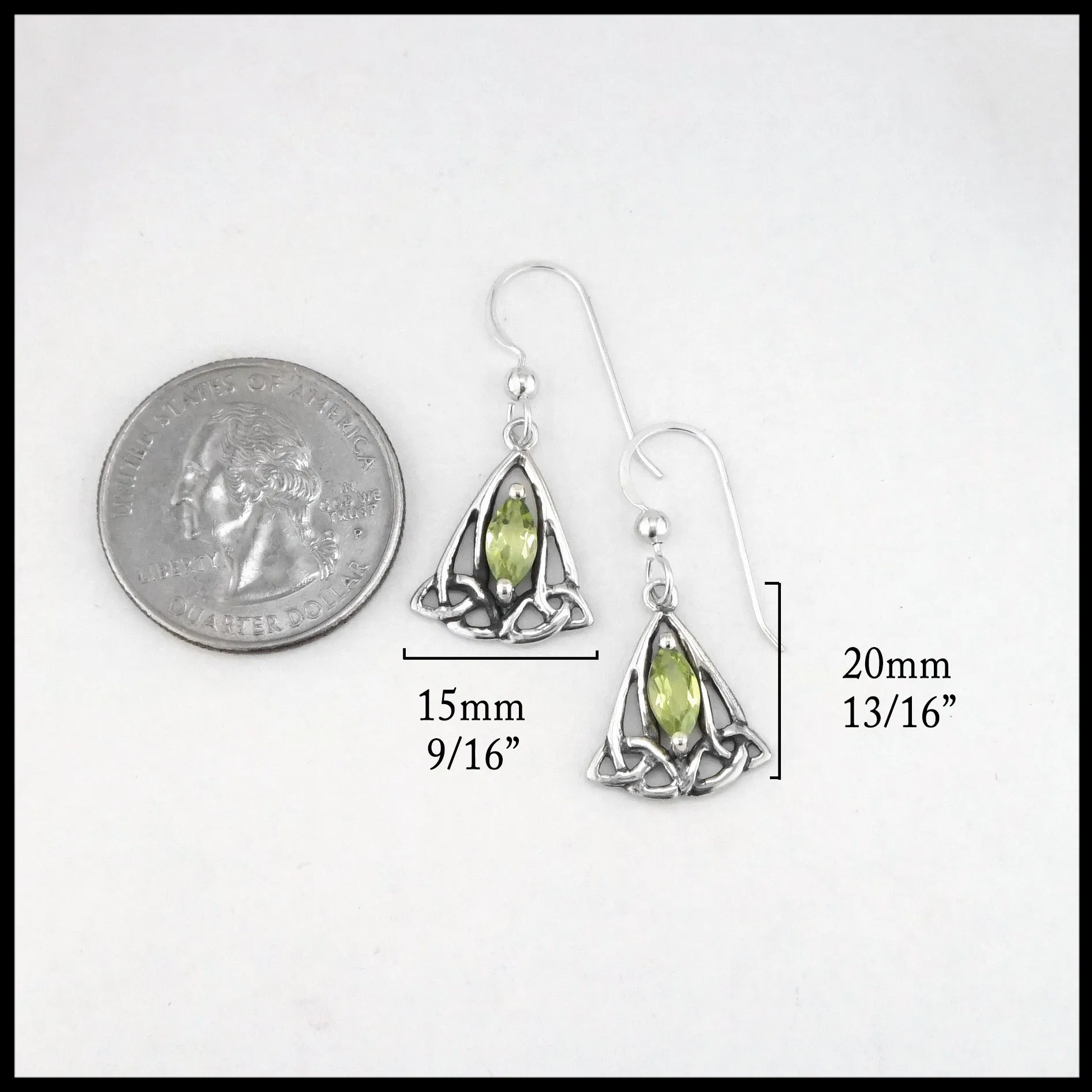 Trinity Knot Drop Earrings with Peridot