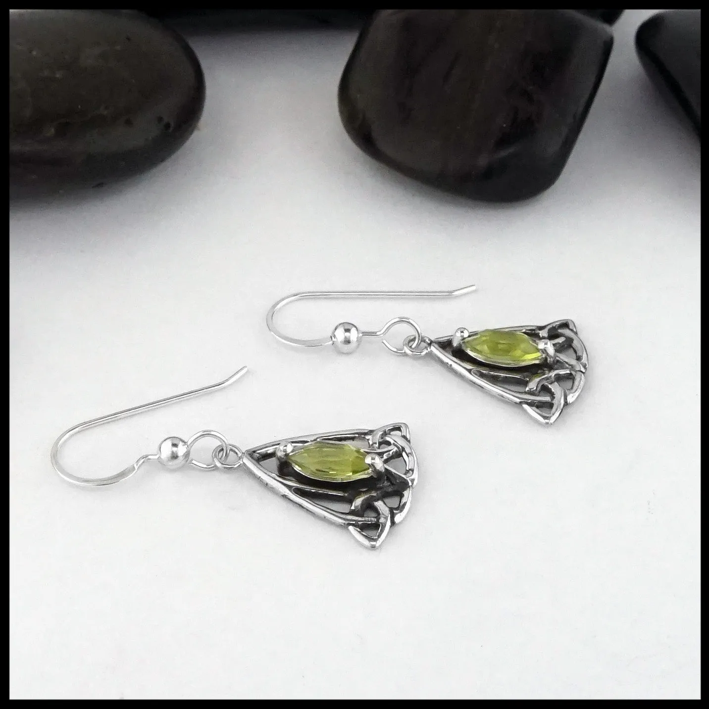 Trinity Knot Drop Earrings with Peridot