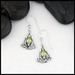 Trinity Knot Drop Earrings with Peridot