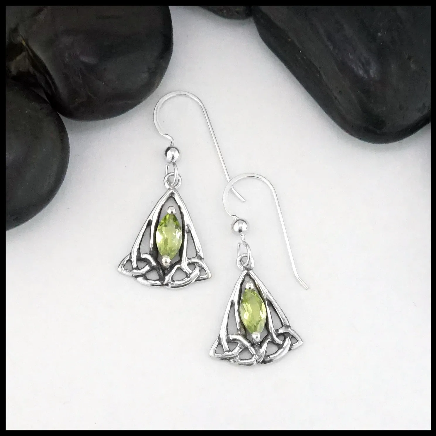 Trinity Knot Drop Earrings with Peridot