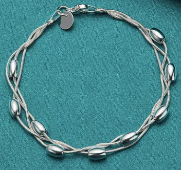 TRIPLE STRAND SILVER CHAIN BRACELET