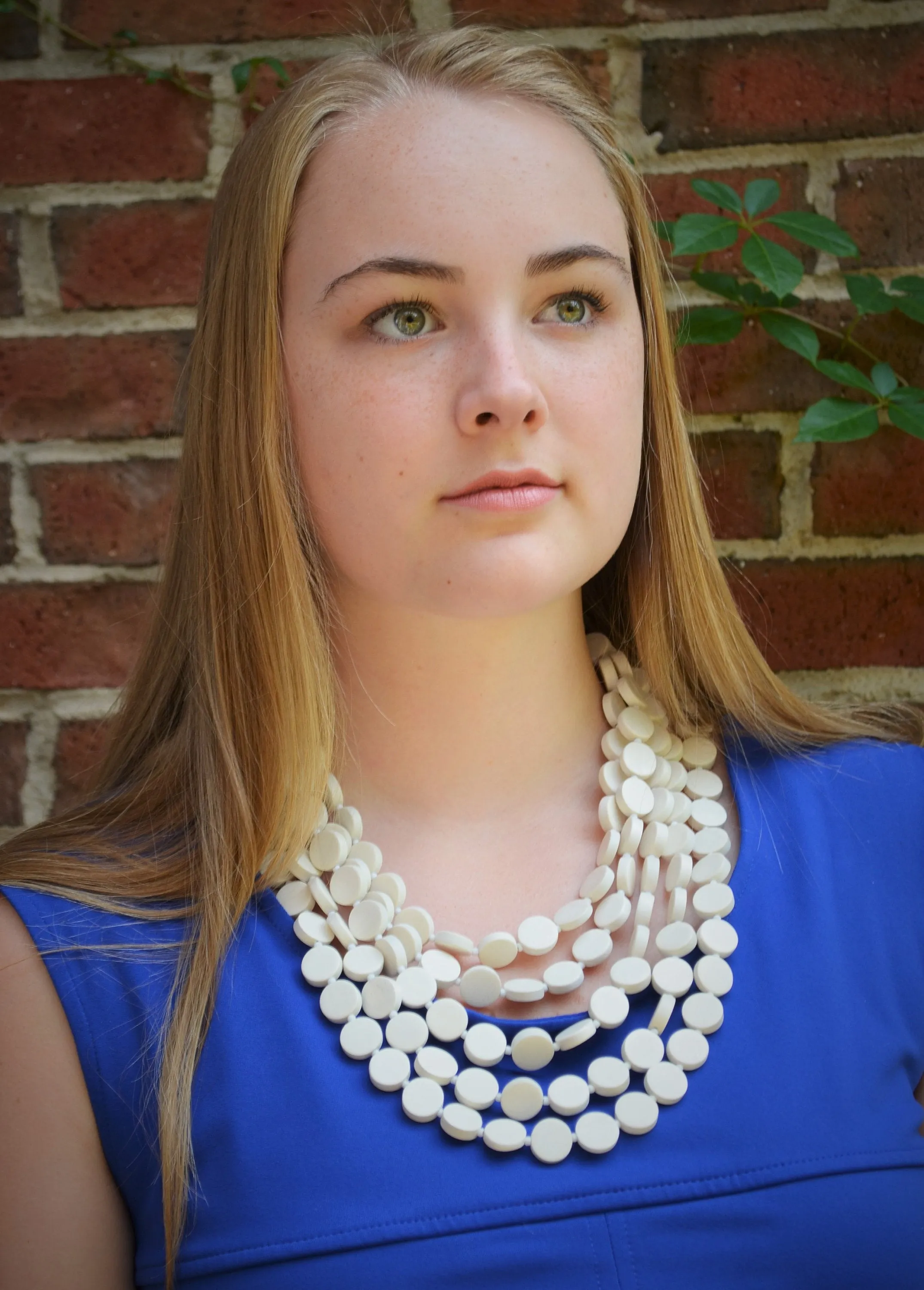 Turquoise Blue Wood Beaded Multi Strand Chunky Statement Necklace - Charlotte