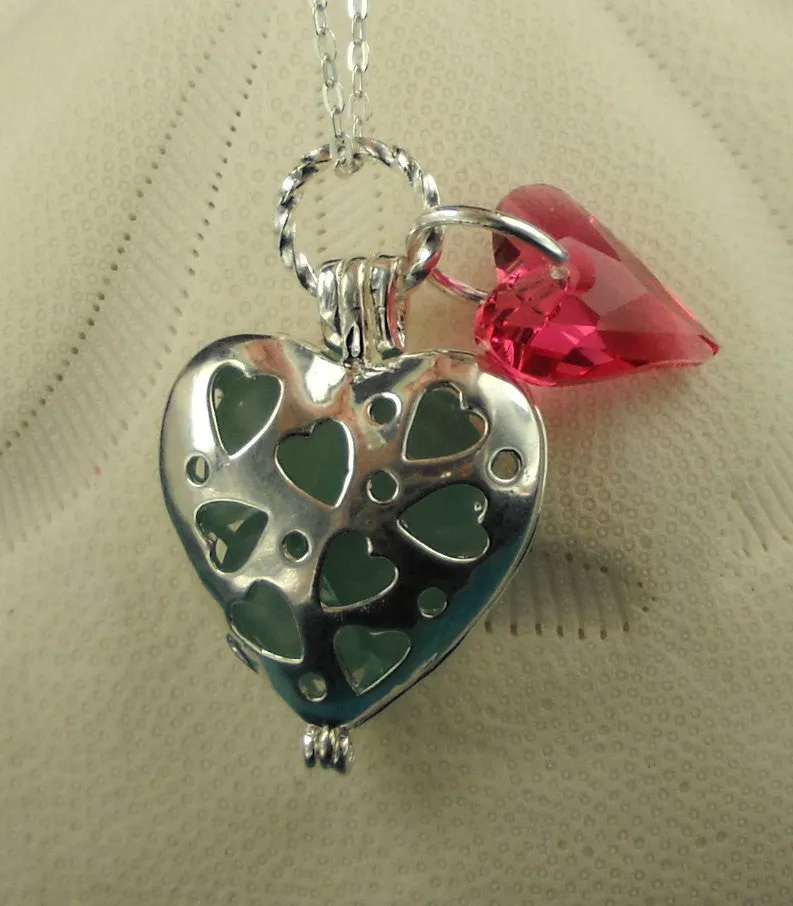 Turquoise Sea Glass Necklace Heart Locket