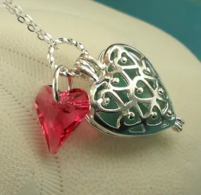 Turquoise Sea Glass Necklace Heart Locket