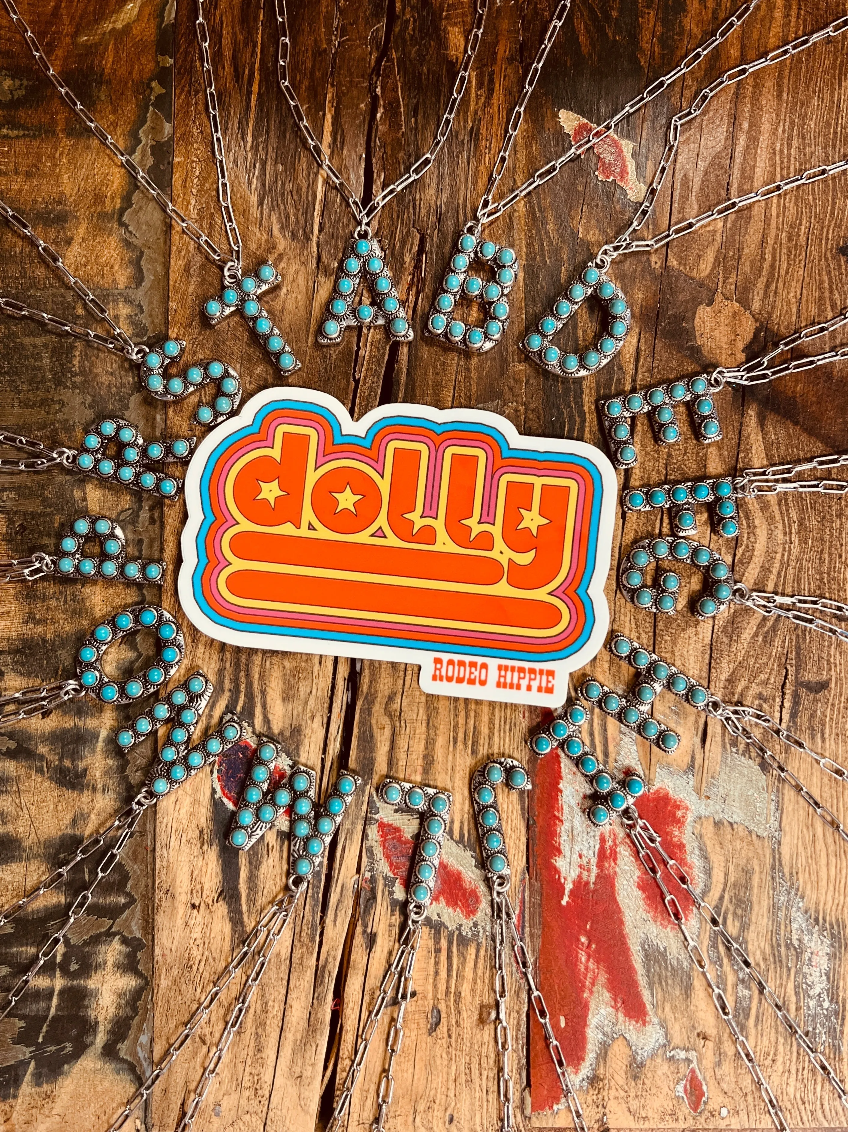 Turquoise Stones Letter Necklace