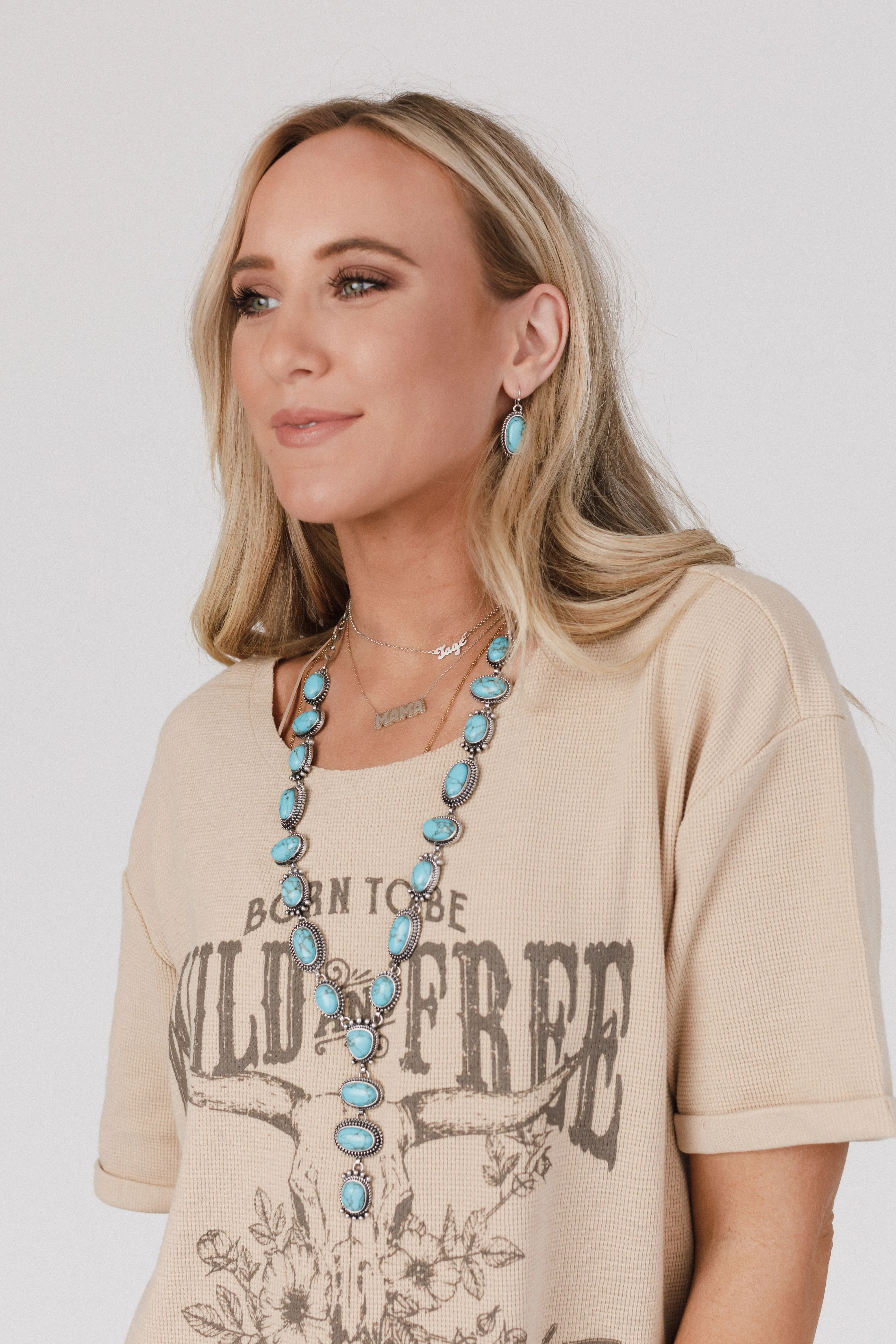 Turquoise Trails Necklace and Earring Set - Turquoise