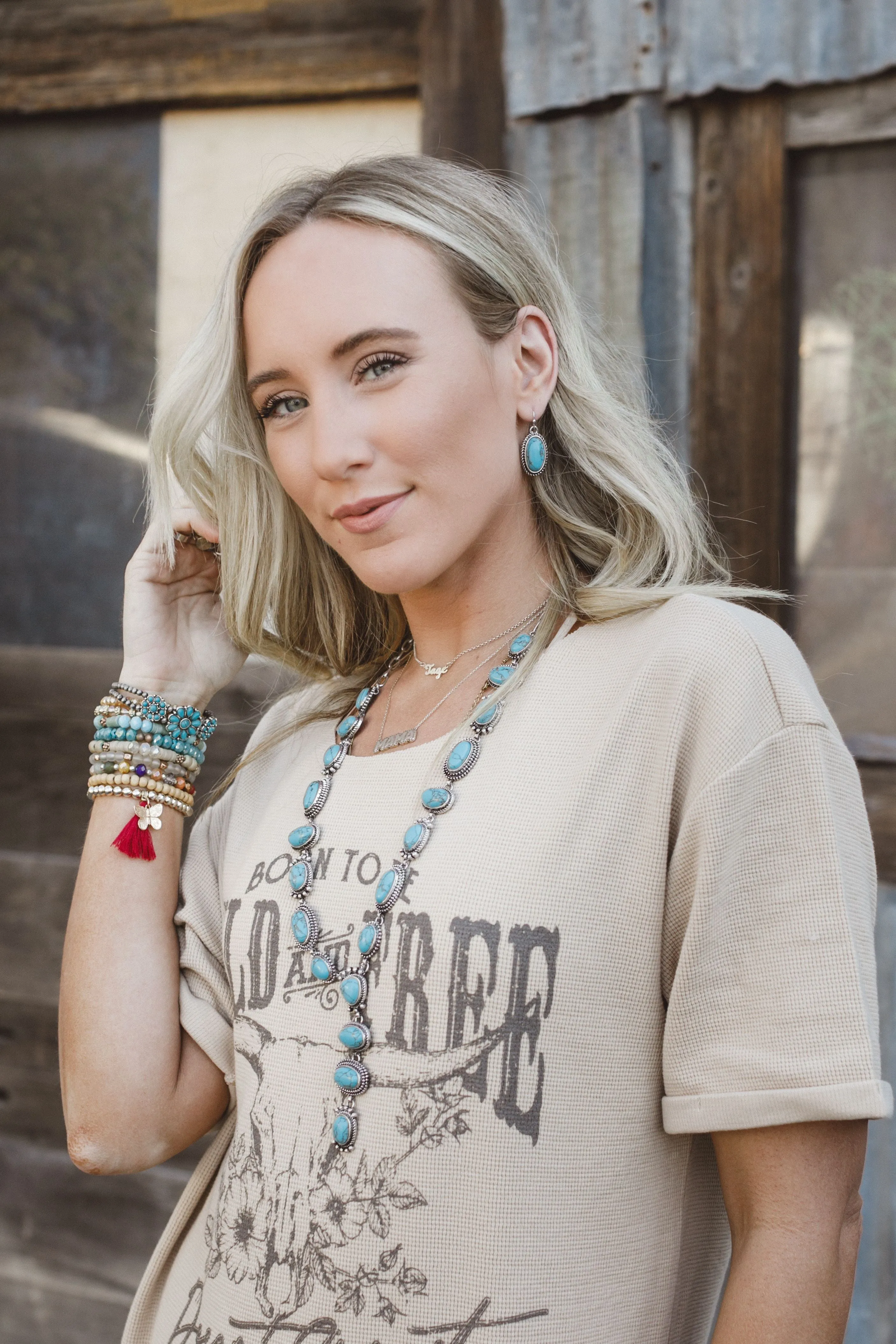 Turquoise Trails Necklace and Earring Set - Turquoise